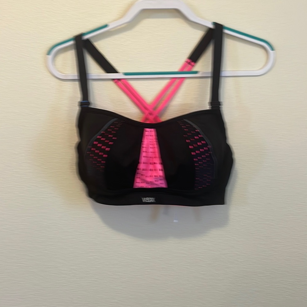 VSX SPORT size 34D black and hot pink sports bra.